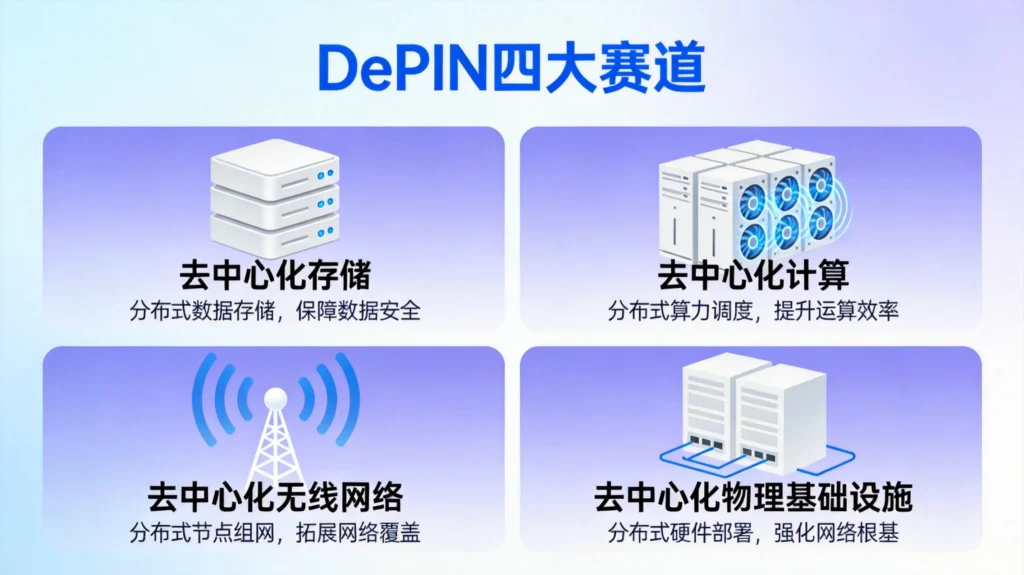 DePIN四大细分赛道:去中心化存储、去中心化计算、去中心化无线网络、物理基础设施网络