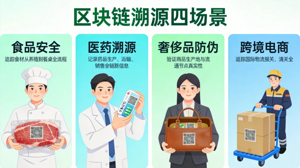 区块链溯源四大应用场景:食品安全溯源、医药溯源、奢侈品防伪、跨境电商验证