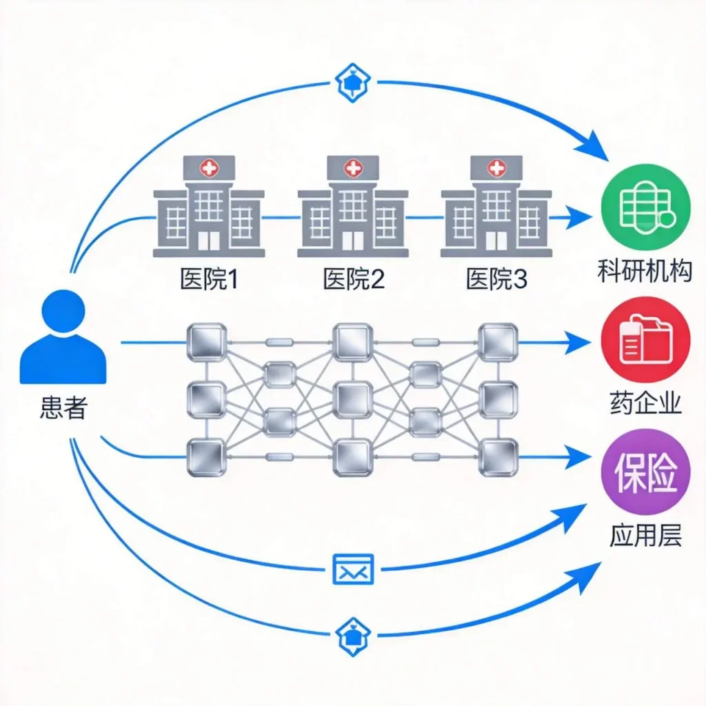 医疗数据流通架构图 患者-医院-应用