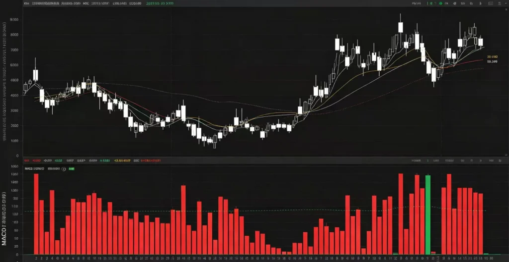 K 线搭配 MACD 指标,展示二次翻红的经典走势,红柱短暂消失后重新拉长。