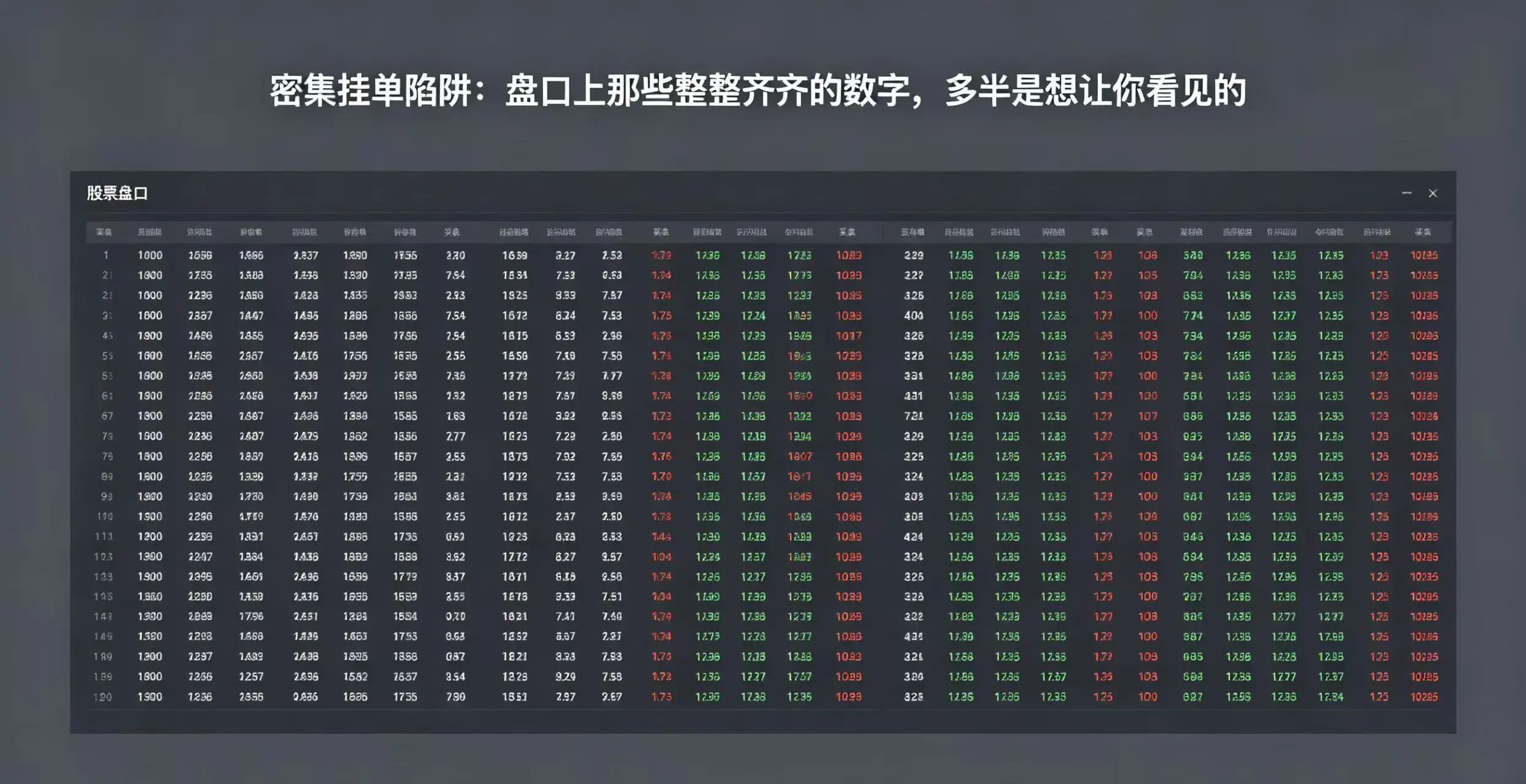 密集挂单陷阱:盘口上那些整整齐齐的数字,多半是想让你看见的