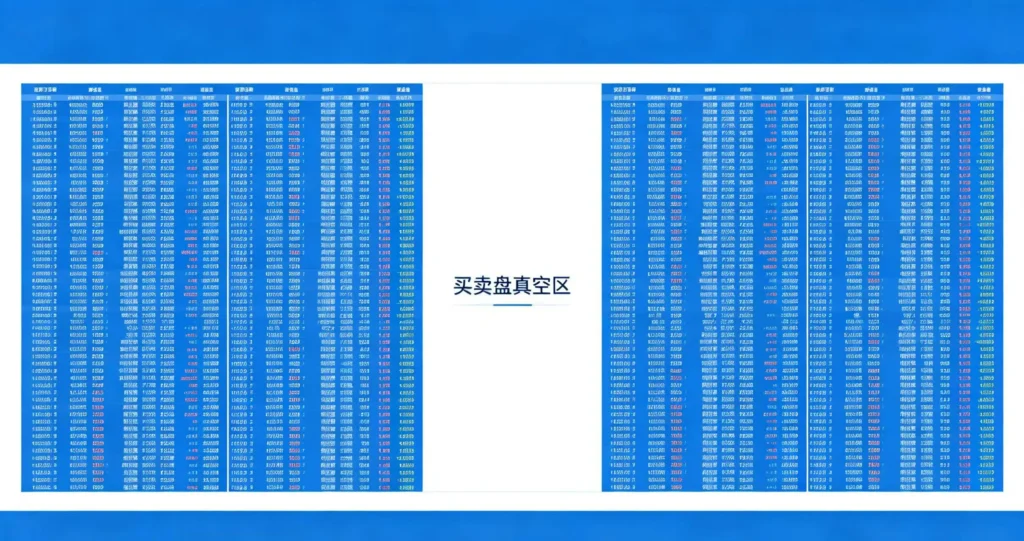 股票订单簿中间大片空白,代表买卖盘真空区