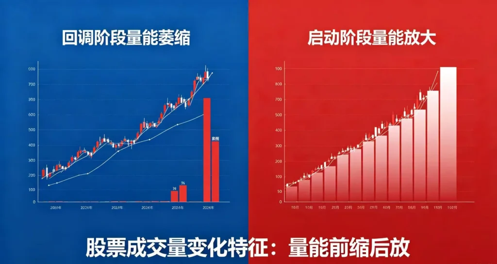 股票成交量前缩后放,回调阶段量能萎缩启动阶段量能放大