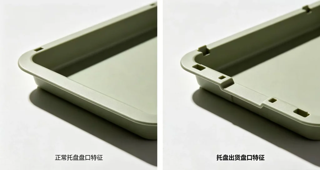 真假托盘对比图,清晰展示正常托盘和托盘出货的盘口特征差异