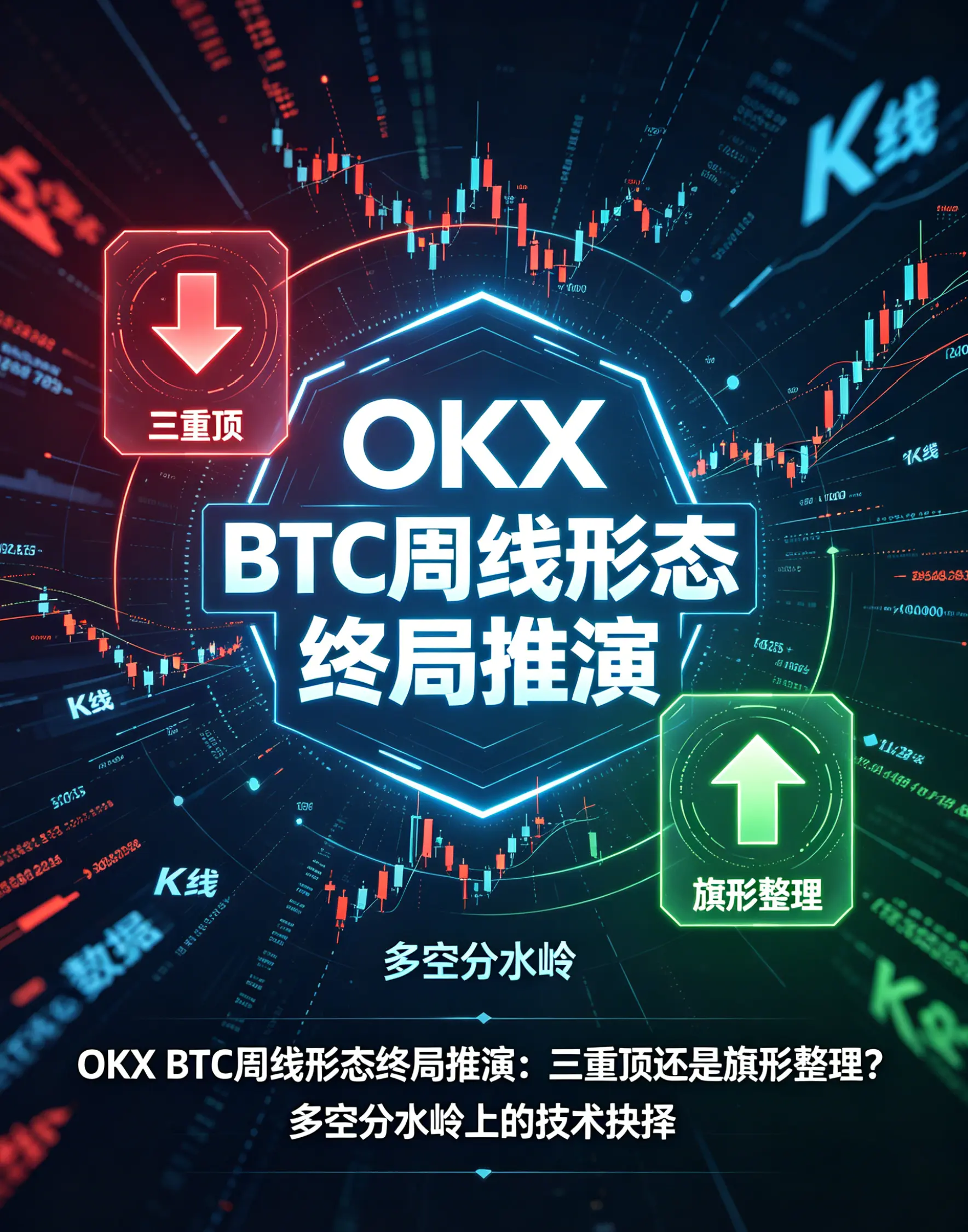 BTC周线形态终局推演:三重顶还是旗形整理?多空分水岭上的技术抉择