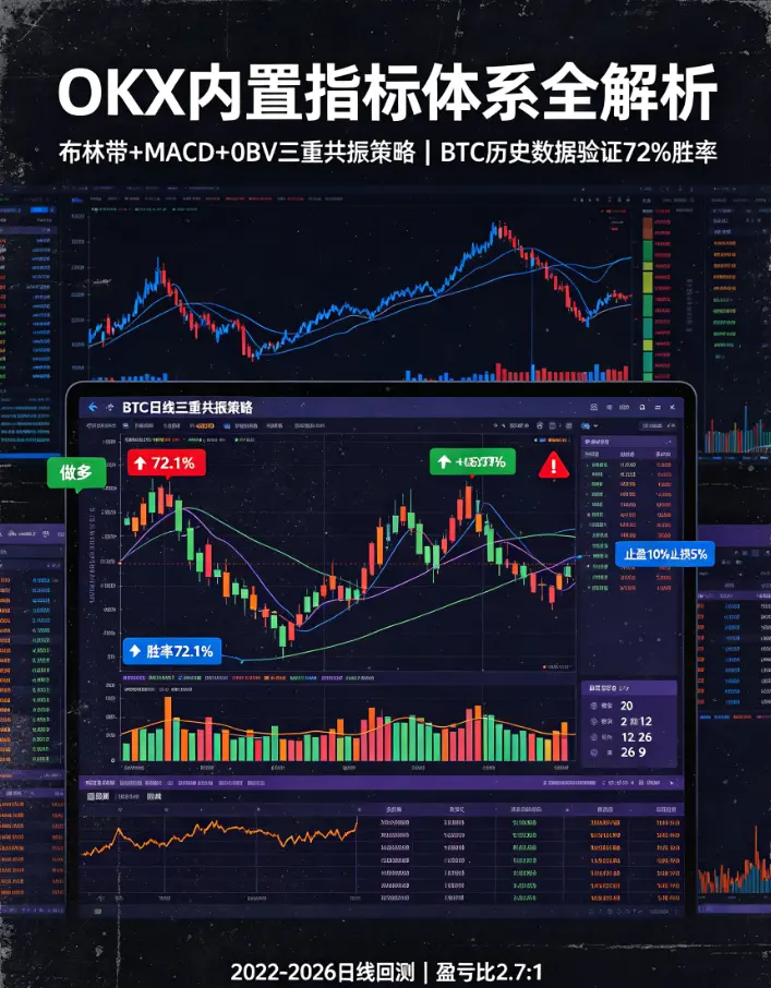 内置指标体系全解析：布林带+MACD+OBV三重共振策略，BTC历史数据验证72%胜率